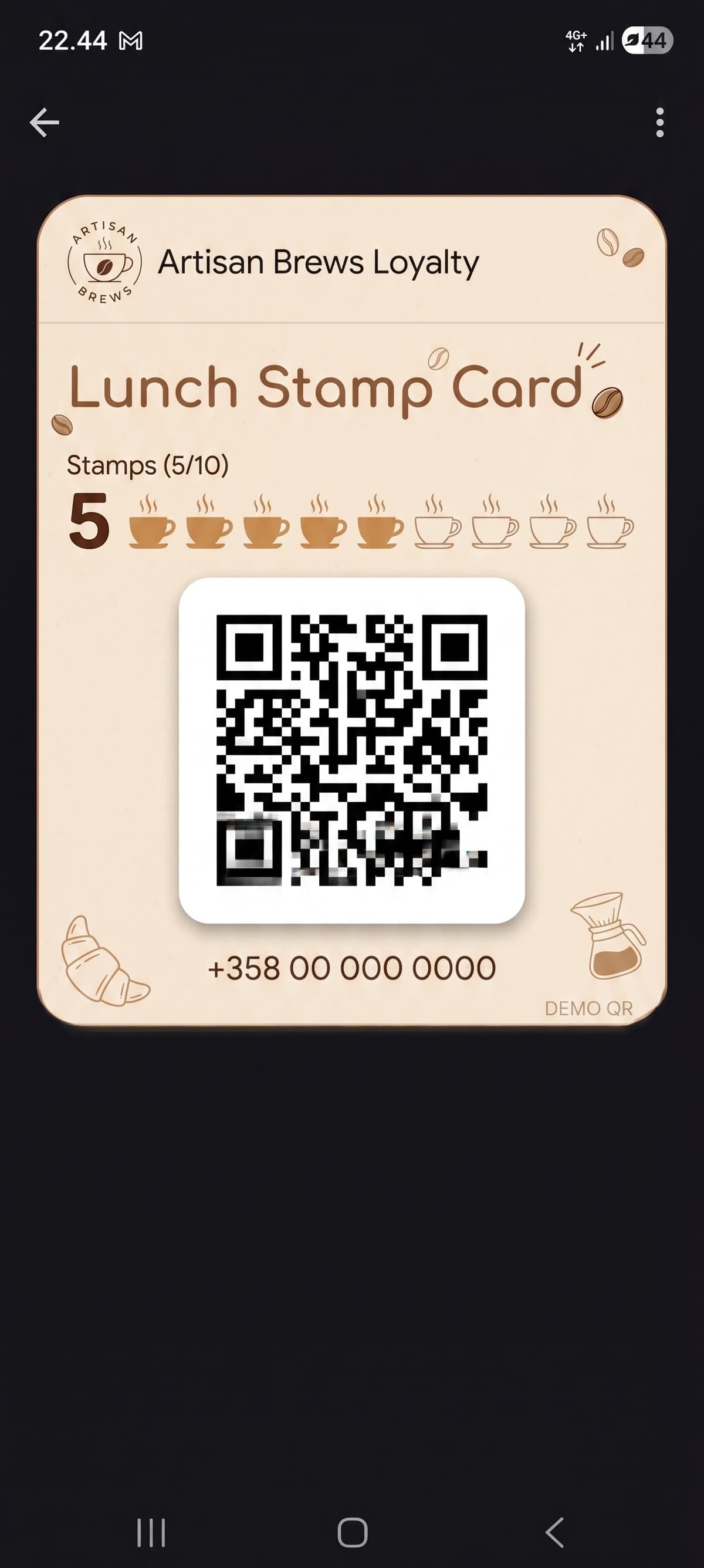 Loyalty stamp card in Google Wallet