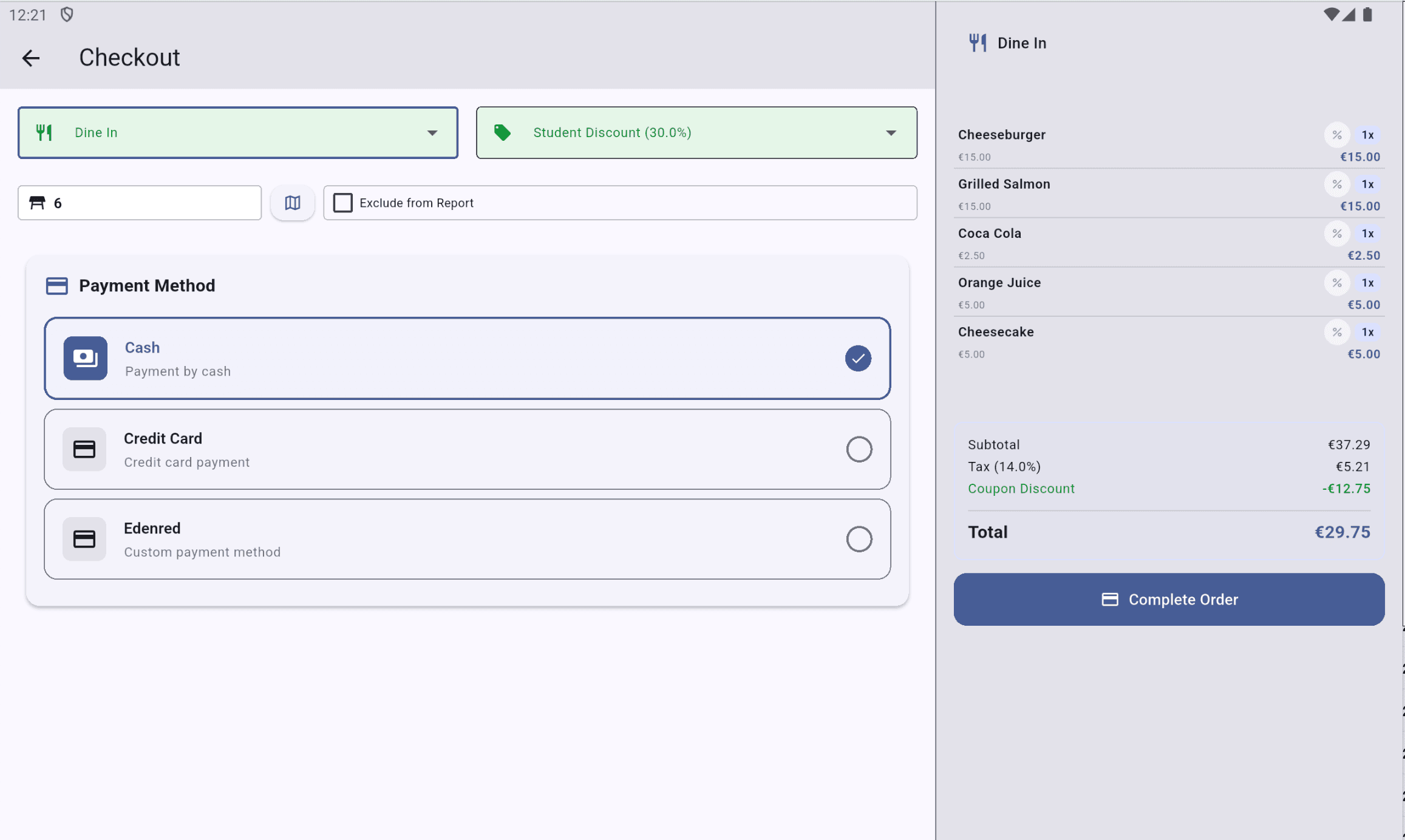 Point of Sale Checkout Interface